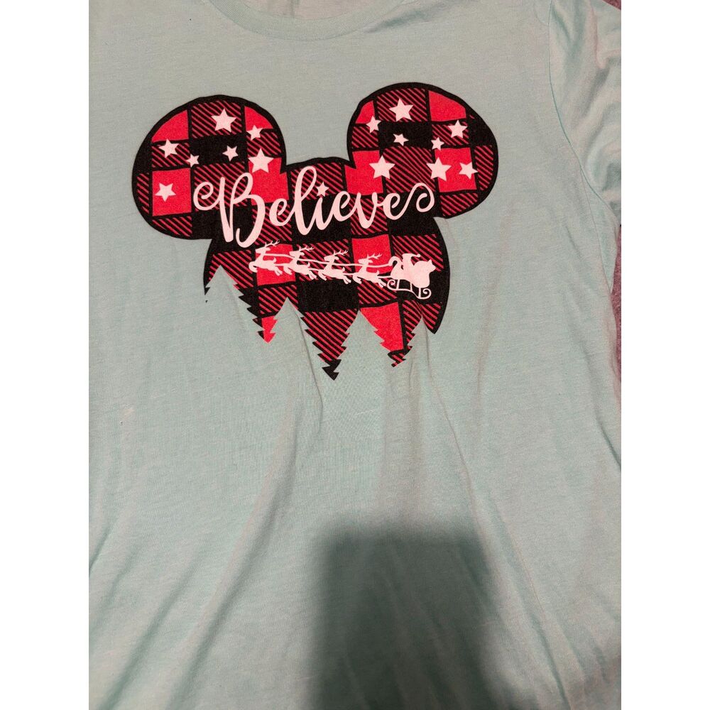 Disney Mickey Christmas Buffalo Plaid Holiday Magic Festive Believe T-Shirt